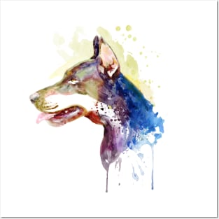 Doberman Profile Head Posters and Art